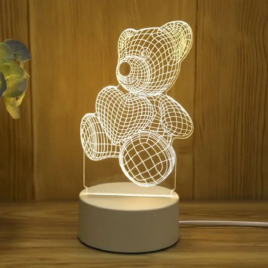 3D Creative Bear Lamp – Acrylic USB LED Light